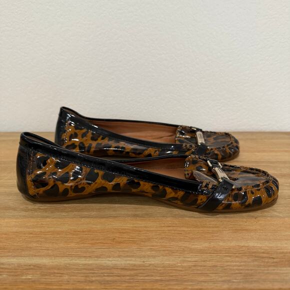 Coach Berdina Patent Leather Leopard Cheetah Flats Loafers Moccasins Size 9.5 - Picture 10 of 13